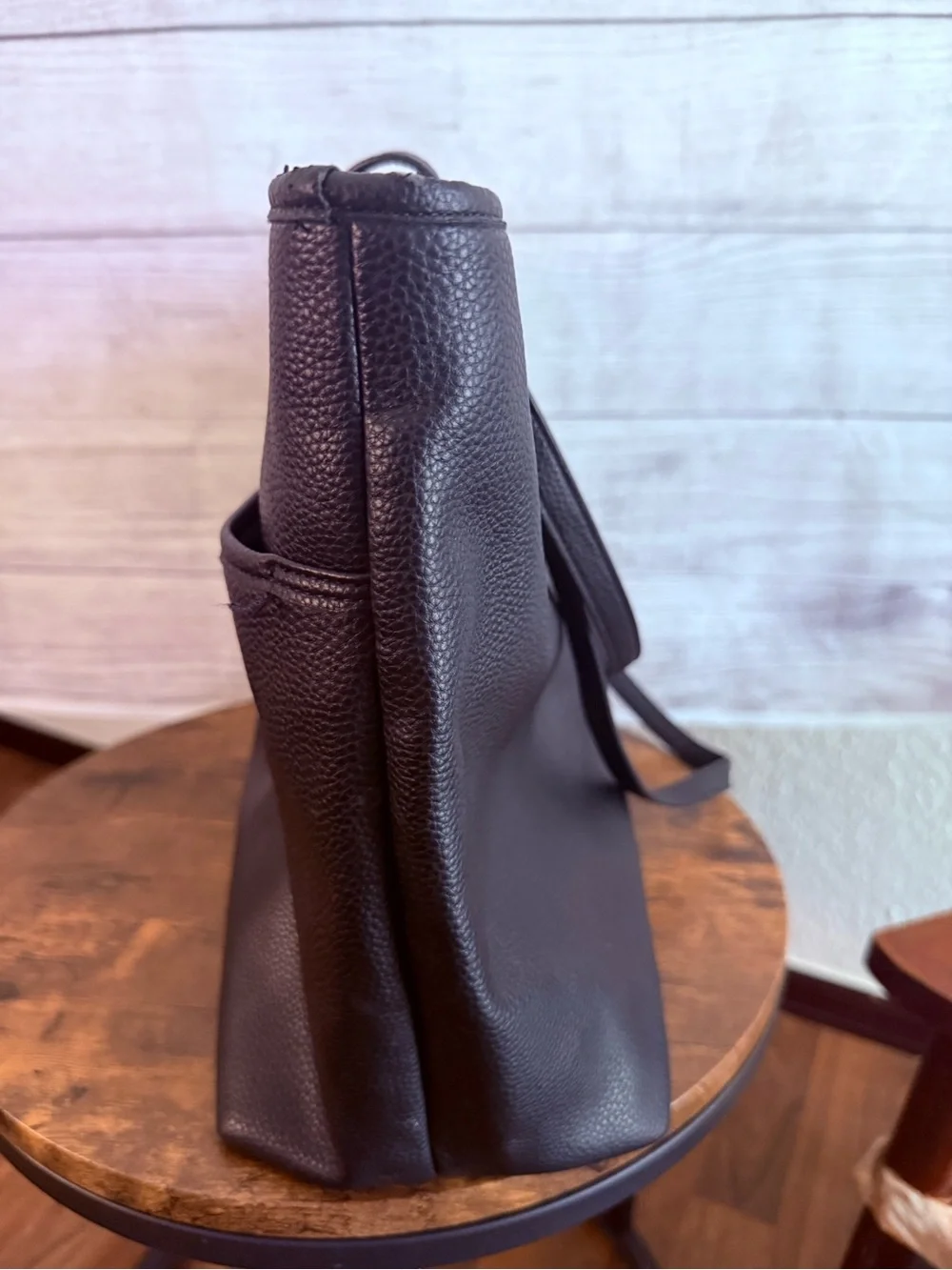 Nanette Lepore Black Pebbled Tote with Gold Logo